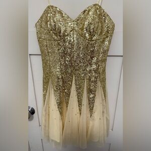 Windsor Gold Strapless Sequin Dress (Homecoming)